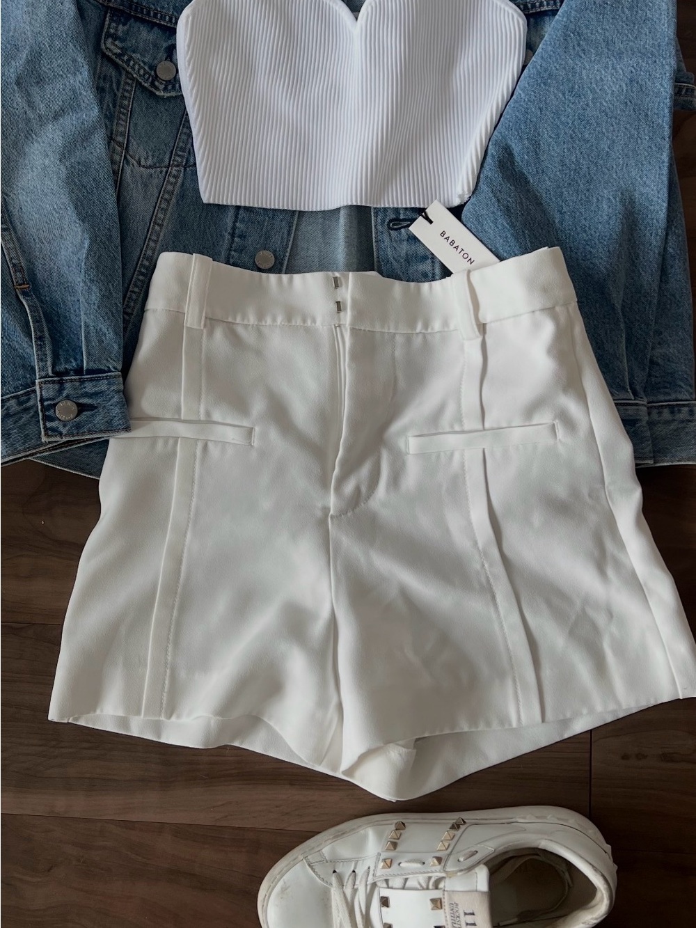 Zara High-Rise White Tailored Shorts